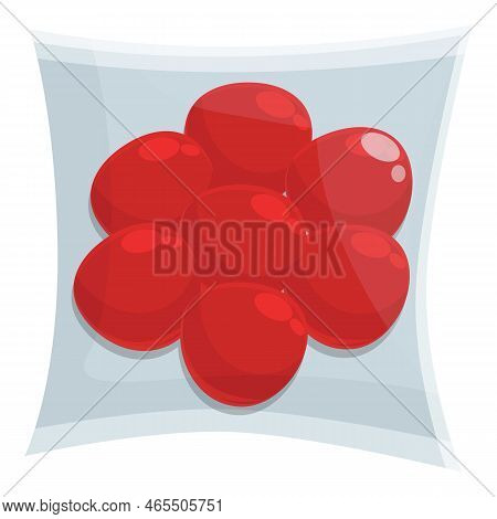 Red Berry Vacuum Bag Icon Cartoon Vector. Food Pack. Package Zipper