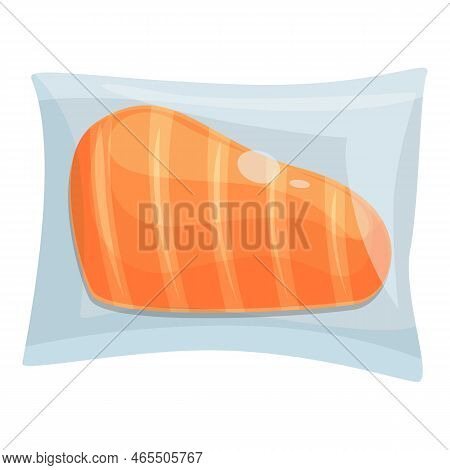 Bbq Steal Vacuum Bag Icon Cartoon Vector. Food Meat. Frozen Product