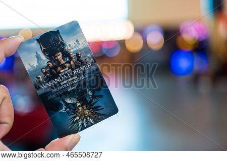 Samut Prakan, Thailand - November 13, 2022 : Collection Card Of Black Panther : Wakanda Forever, A P