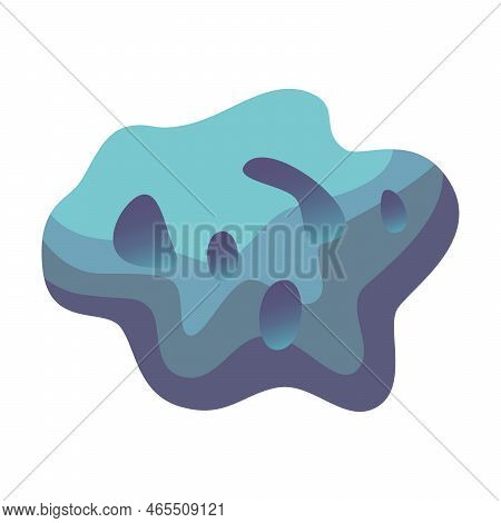 Blue Meteoroid, Comet, Space Stone. Cartoon Vector Illustration. Colorful Asteroid. Space, Planet, C