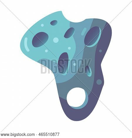 Meteoroid Or Space Stone Cartoon Vector Illustration. Colorful Asteroid. Space Crater, Game Concept