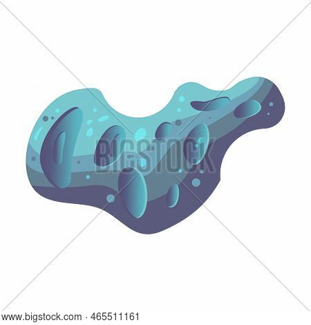 Blue Meteorite, Meteoroid, Comet. Cartoon Vector Illustration. Colorful Asteroid. Space, Planet, Cra
