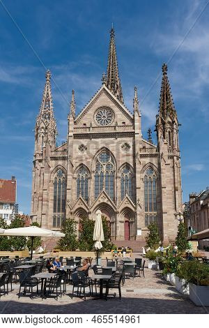 Mulhouse, France - September 01, 2022: The Church Temple Saint-etienne At The Place De La Réunion In