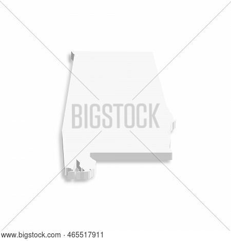 Alabama, State Of Usa - White Vector 3d Map Of Country Area.