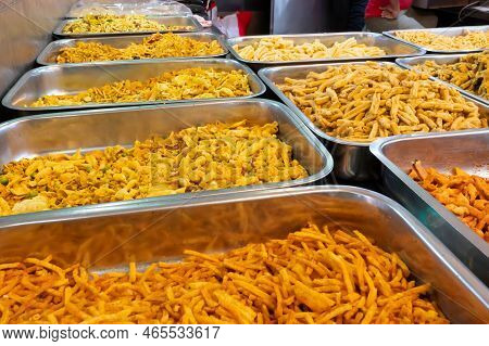 Bhujia, A Spicy Deep-fried Sev Filled With A Burst Of Flavors, Made Using Gram Flour, Moth Flour, An