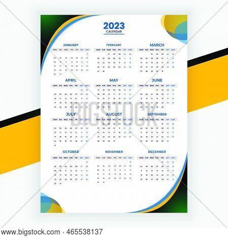 Calendar 2023 Template, Planner 2023 Year, Wall Calendar 2023 Template, Week Starts Monday, Set Of 1