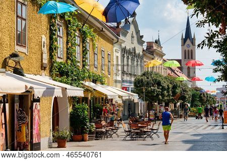 Keszthely, Hungary - August 24, 2018: Kastey Street Is A Lovely Pedestrian Street Leading From The F