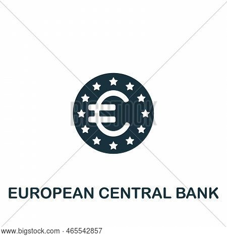 European Central Icon. Monochrome Simple Policy Icon For Templates, Web Design And Infographics