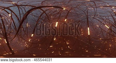 360 Degree Full Panorama Environment Map Of Abstract Futuristic Electric Metal Cable Enironment 3d R