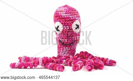 Crochet Squid Or Octopus, Isolated On White