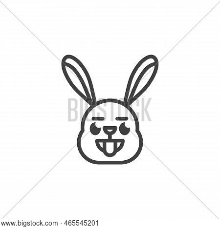 Rabbit Showing Teeth Emoticon Line Icon. Linear Style Sign For Mobile Concept And Web Design. Bunny 