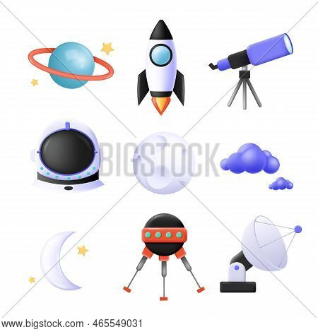 Space And Science Icon Set 3d Vector Illustration