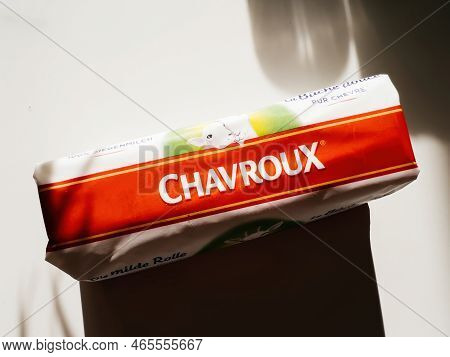 Paris, France- Oct 30, 2022: Close-up Macro Shot Of Chavroux Goat Chees