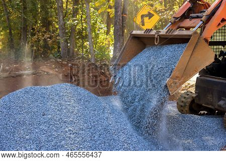 This Was An Bobcat Loader Excavator That Was Used To Unload Crushed Stone During Road Repair Work