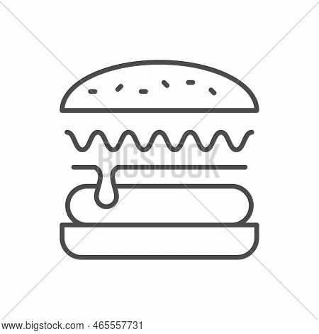 Hamburger Or Fast Food Line Icon Isolated On White