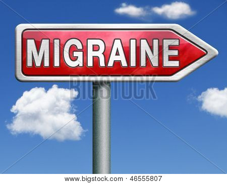 migraine hoofdpijn chronische pijn in hoofd diagnose therapie of medicatie weg teken pijl