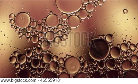 Abstract Colorful Food Oil Drops Bubbles And Spheres Flowing On Water Surface