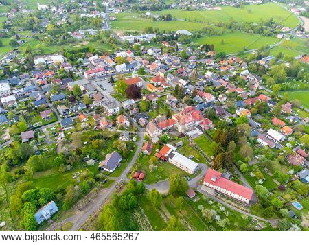 Jiretin Pod Jedlovou - Small Town In Lusatian Mountains. Aerial View From Drone.