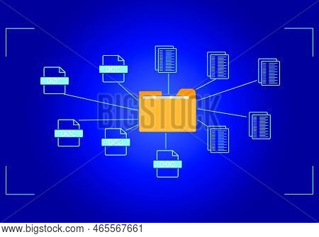 Document Management System Concept, Folder And Document Icon Software, Searching And Managing Files