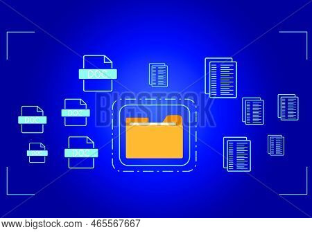 Document Management System Concept, Folder And Document Icon Software, Searching And Managing Files