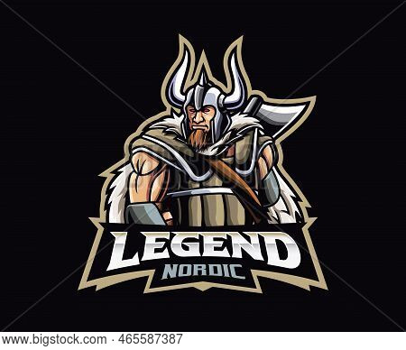 Tyr Mascot Logo Design. God Of Battle And Victory Vector Illustration. Logo Illustration For Mascot 