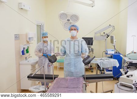 The Proctologist Invites The Patient To Take A Seat In The Proctology Chair. Preparation For A Proto