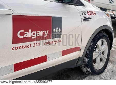 Nov 16, 2022. Calgary, Ab, Canada. A Car Of The City Of Calgary Services 311 For Non-emergency And N