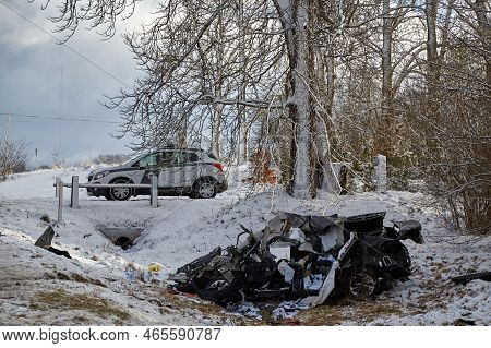 Сar Body After Accident On A Road