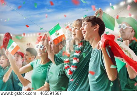 Mexico Football Team Supporter On Stadium.