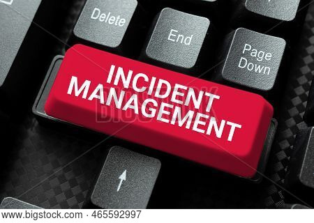 Text Caption Presenting Incident Management. Conceptual Photo Process To Return Service To Normal Co