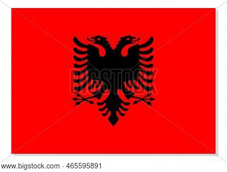 Flag Of Albania. Albanian National Symbol In Official Colors. Template Icon. Abstract Vector Backgro