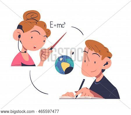 Online Education And E-learning With Woman Professor And Man Student Having Lesson On Web Platform V