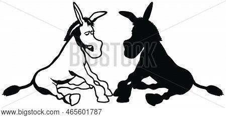 Funny Donkey Foal Sitting Down Cartoon Vector Illustration
