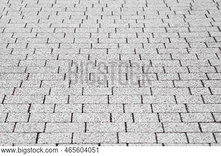 View On White Stone Sidewalk, Top View. Footpath Covering
