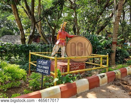 Closeup Of Beautiful Icons Of Different Types Of Ethnic Dress Wear Local People Statue Located In Th