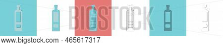 Bottle Of Vodka, Great Design For Any Purposes. Flat Style. Party Drink Concept. Color Icon Bottle.