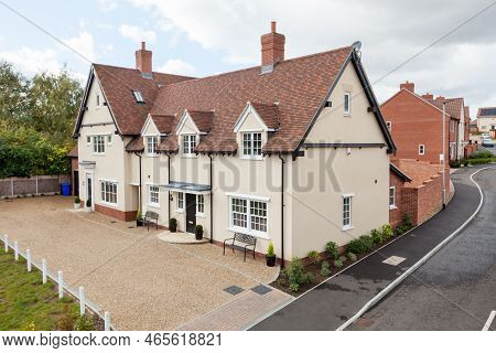 Clare, Suffolk, England - October 18 2016: New Mews Style Houses On Modern Housing Development Built