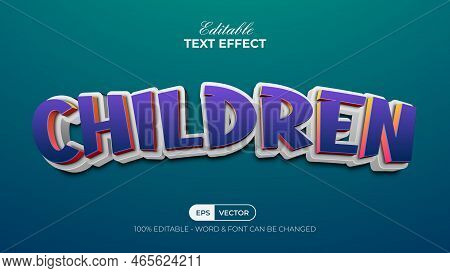 Children Text Effect Cartoon Style. Editable Text Effect