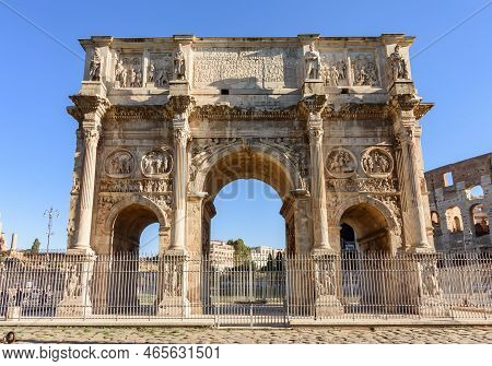 Arch Of Constantine (arco Di Constantino) Near Colloseum (coliseum), Rome, Italy