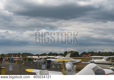 Hasselt. Limburg - Belgium 27-08-2022 Outdoor Public Show Of Vintage Aircraft On The Grass Airfield 