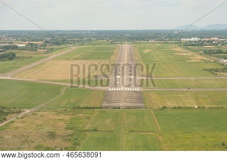 Lahr, Germany, July 9, 2022 Arrival At The Airfield With A Small Propeller Plane