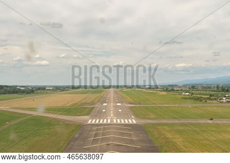 Lahr, Germany, July 9, 2022 Arrival At The Airfield With A Small Propeller Plane