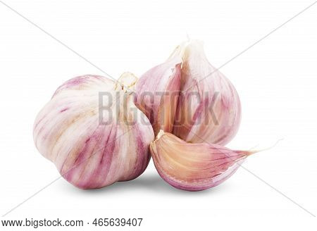 Fresh Garlic Isolated On White Healthful, Spice, Elements, Nobody, Family, Vegetable,