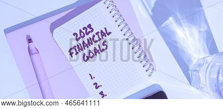 Text Caption Presenting 2023 Financial Goals. Business Concept Highest Quality Done In All Fields Pr