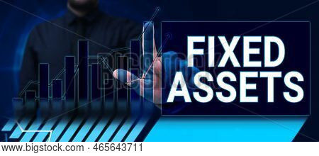 Text Caption Presenting Fixed Assets. Internet Concept Long-term Tangible Piece Of Property Or Equip