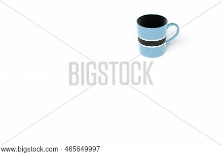 Cup With Botswana National Flag On White Background.