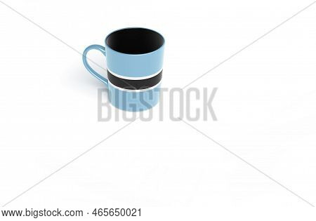 Cup With Botswana National Flag On White Background.