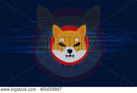 Shiba Virtual Currency Visuals On A Colorful Background. 3d Illustrations.