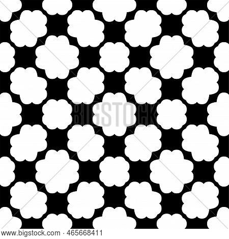 Square Seamless Background Pattern From Black Vintage Bell Symbols Are Different Sizes And Opacity.