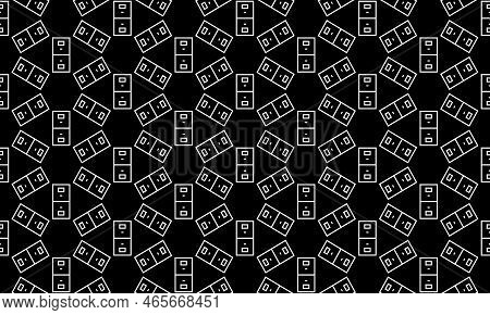 Square Seamless Background Pattern From Black Vintage Bell Symbols Are Different Sizes And Opacity.